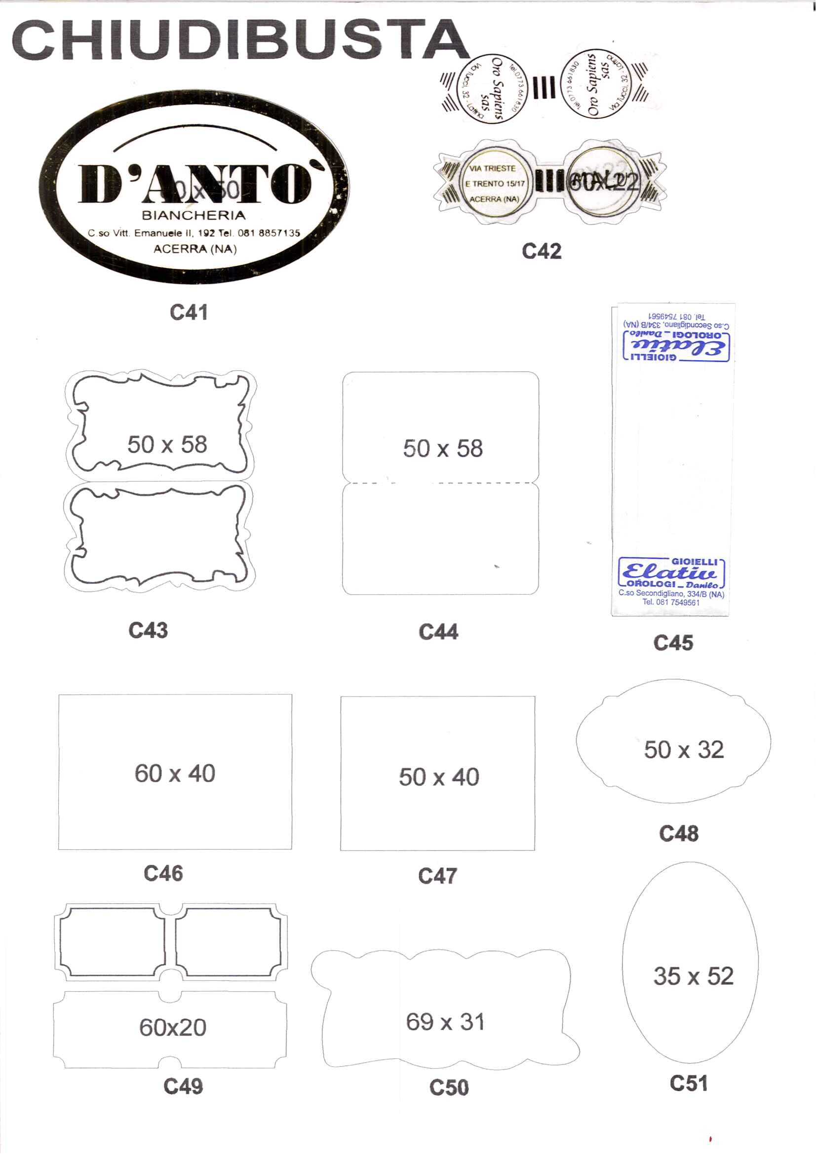 ETICHETTE CHIUDIBUSTA