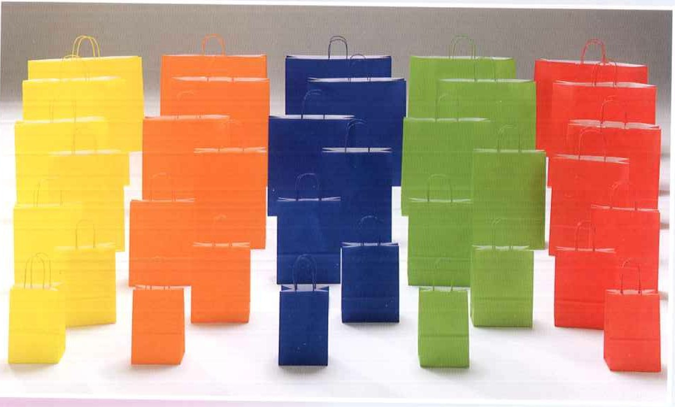 BUSTE IN CARTA MANIGLIA RITORTA COLORATE PASTELLO