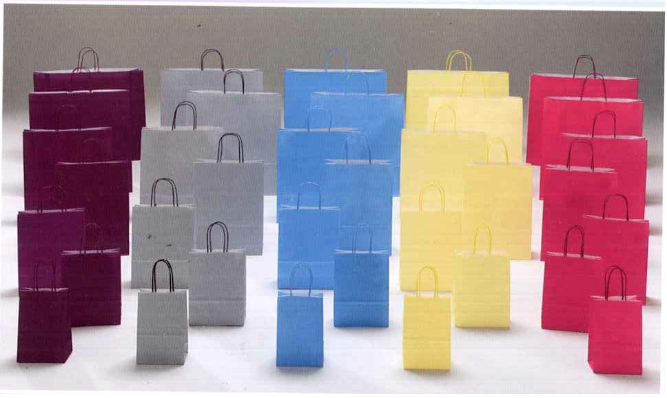 BUSTE IN CARTA MANIGLIA RITORTA COLORATE PASTELLO